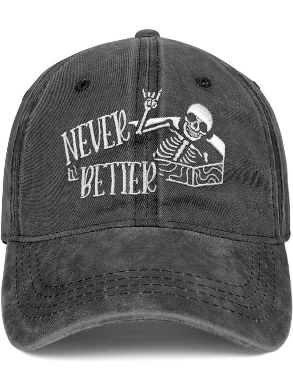 🎃 Unisex Halloween  Grey White  Embroidered Adjustable Washable Baseball Caps